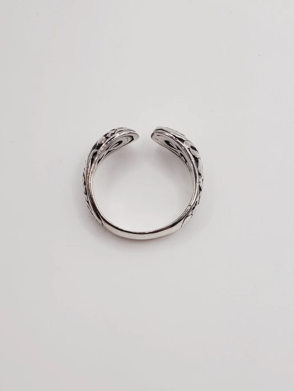 925 Sterling Silver Double Flower Open Ring